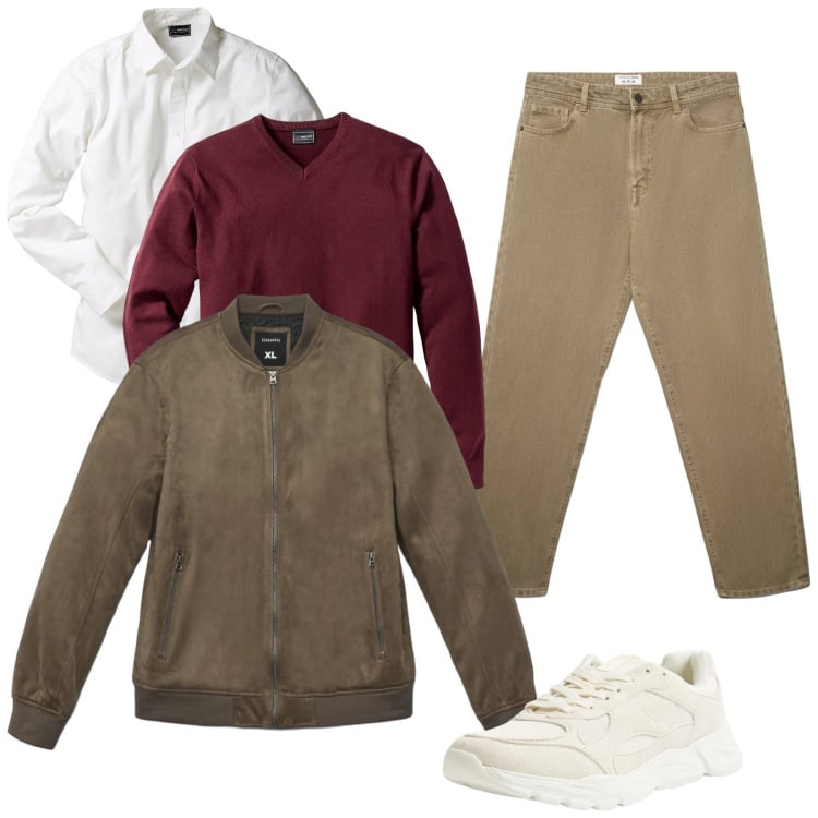 Outfit uomo - Total look #2368399. Stile Trendy per Tutti i giorni. Abbinamento con maglieria, camicie, giacche, jeans, sneakers.