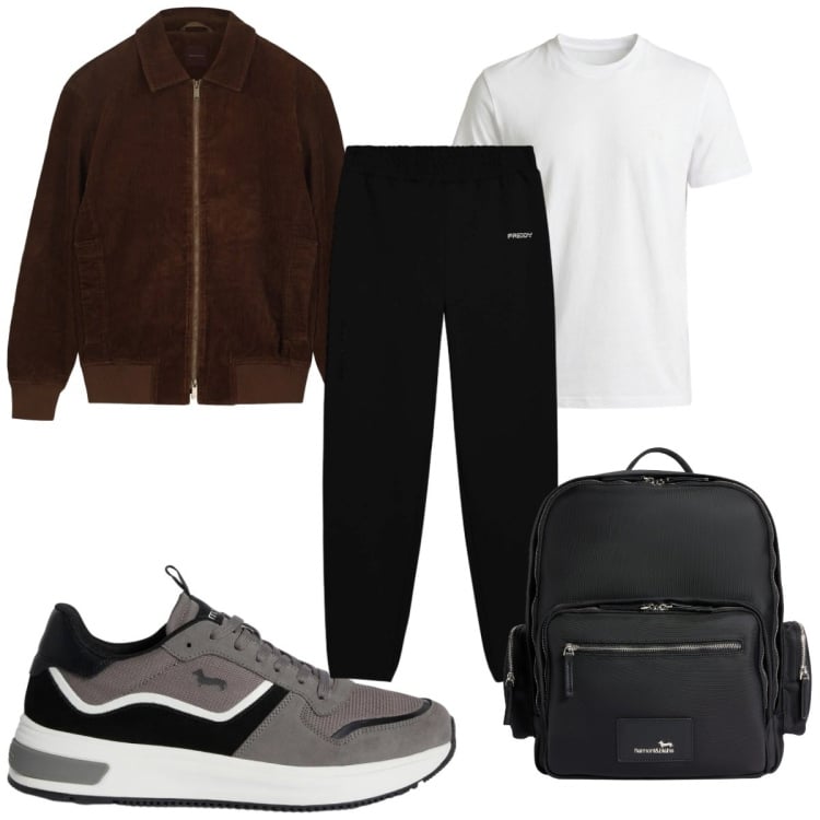 Outfit uomo - Total look #2368401. Stile Casual per Tutti i giorni. Abbinamento con sneakers, t-shirt, borse sportive, pantaloni, giacche.