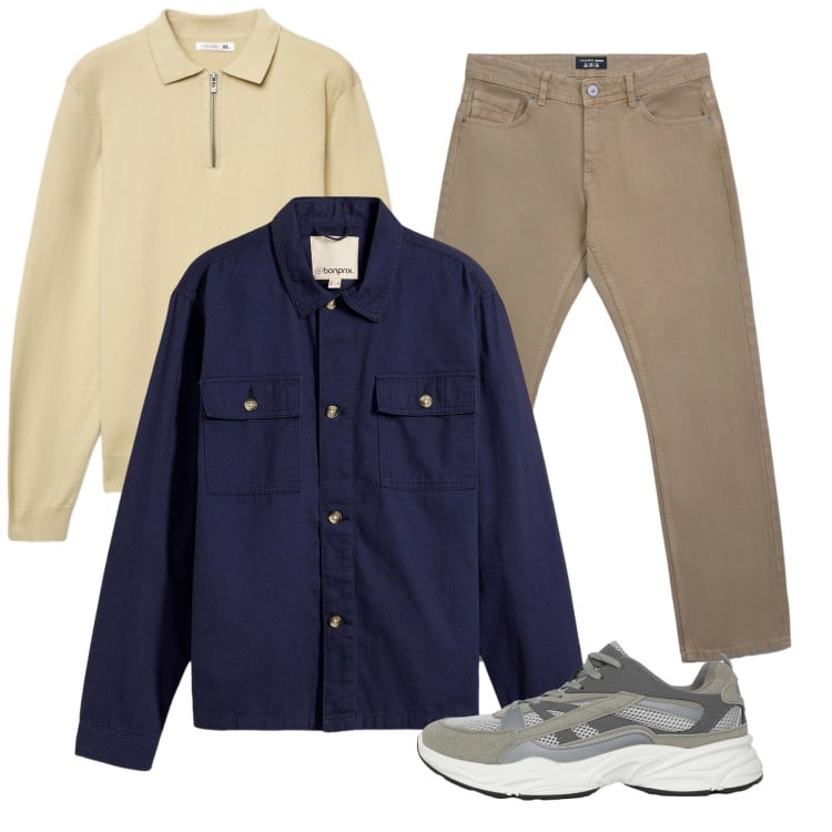 Outfit uomo - Total look #2368413. Stile Trendy per Tutti i giorni. Abbinamento con giacche, sneakers, jeans, maglieria.