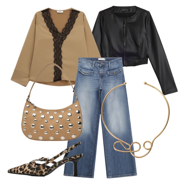 Outfit donna - Note chic. Stile Casual chic per Tutti i giorni. Abbinamento con décolleté, borse a tracolla, jeans, bluse, collane, giacche.