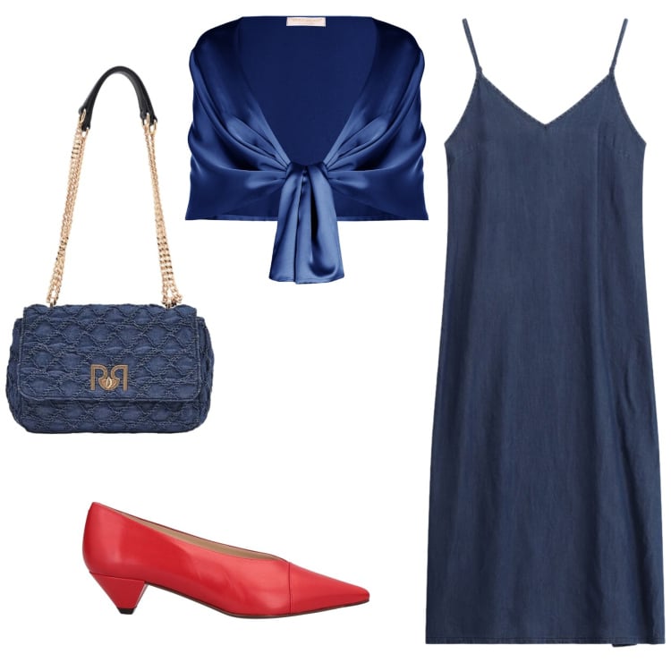 Outfit donna - Total look #2368422. Stile Minimal per Cerimonia. Abbinamento con décolleté, vestiti midi/longuette, borse a spalla, stole.