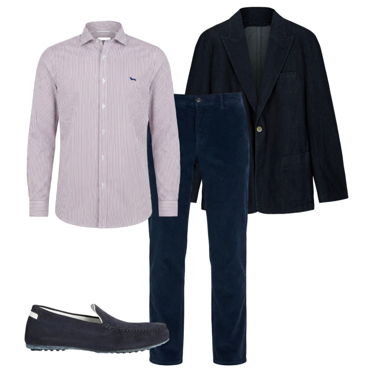 Outfit uomo - Casual. Stile Casual per Tutti i giorni. Abbinamento con scarpe stringate, camicie, pantaloni chino, giacche.