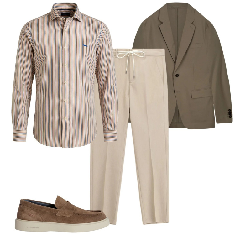 Outfit uomo - Fine settimana. Stile Casual per Tutti i giorni. Abbinamento con pantaloni, camicie, scarpe stringate, giacche.