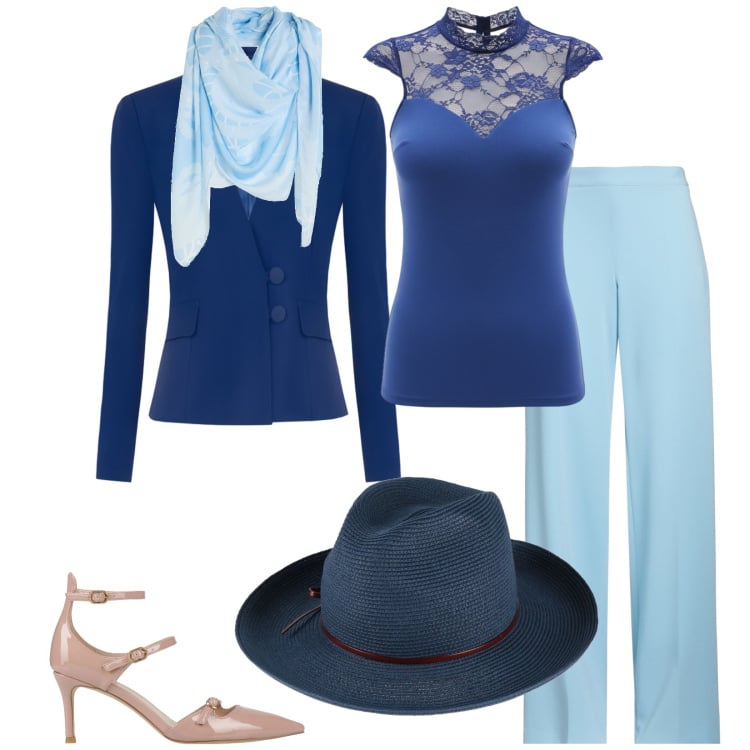 Outfit donna - Cerimonia in vista. Stile Bon Ton per Cerimonia. Abbinamento con cappelli, pantaloni, sciarpe, décolleté, blazer, canottiere.