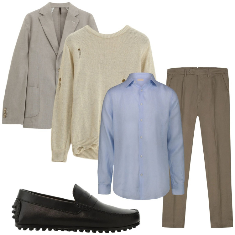 Outfit uomo - Total look #2368485. Stile Casual per Tutti i giorni. Abbinamento con maglieria, scarpe stringate, giacche, pantaloni, camicie.