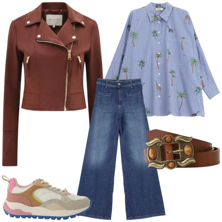 Outfit donna - Total look #2368507. Stile Casual chic per Tutti i giorni. Abbinamento con jeans, giacche, camicie, cinture, sneakers.