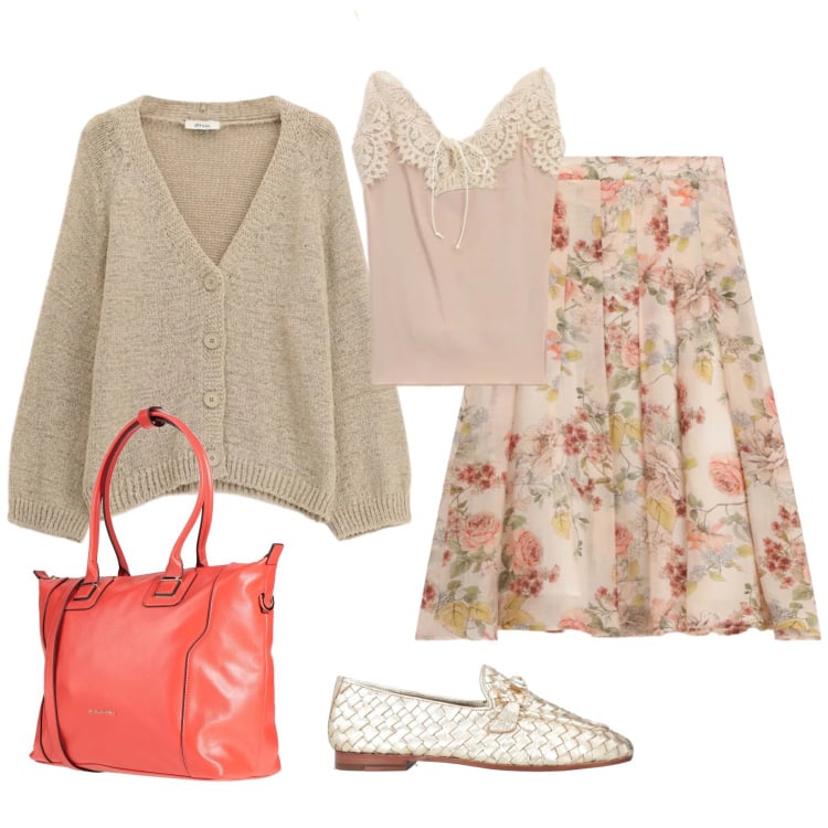 Outfit donna - Total look #2368545. Stile Casual chic per Tutti i giorni. Abbinamento con zaini, mocassini, gonne lunghe, cardigans, top.