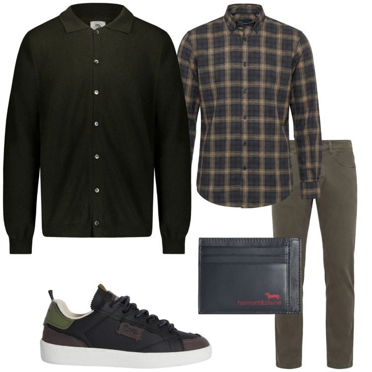 Outfit uomo - Smart casual. Stile Trendy per Tutti i giorni. Abbinamento con portafogli, sneakers, pantaloni, camicie, polo.