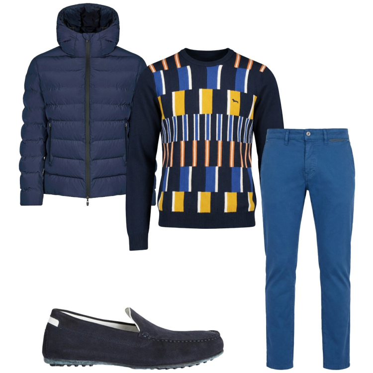 Outfit uomo - Total look #2368564. Stile Trendy per Tutti i giorni. Abbinamento con pantaloni, scarpe stringate, pullovers, bomber.