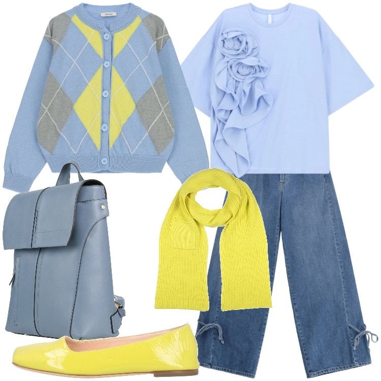 Outfit donna - Il ritorno delle ballerine. Stile Urban per Tutti i giorni. Abbinamento con ballerine, sciarpe, zaini, jeans, t-shirt, cardigans.