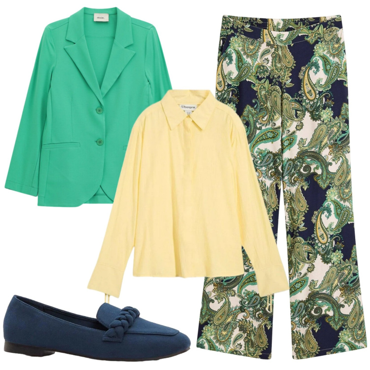 Outfit donna - Illusion fantasy. Stile Casual chic per Tutti i giorni. Abbinamento con pantaloni, mocassini, camicie, blazer.