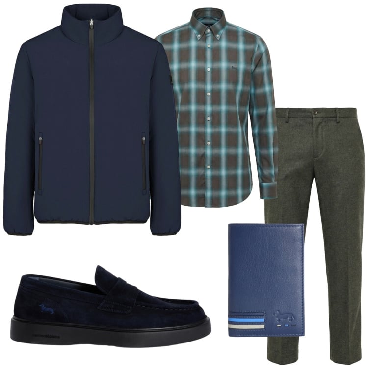 Outfit uomo - Stasera che sera. Stile Trendy per Serata speciale. Abbinamento con portafogli, scarpe stringate, pantaloni chino, camicie, giacche.