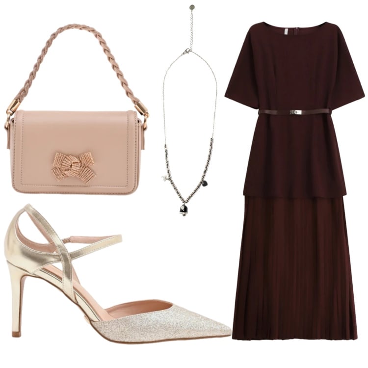 Outfit donna - Casual work. Stile Casual Abbinamento con pochette, décolleté, vestiti lunghi, ciondoli.