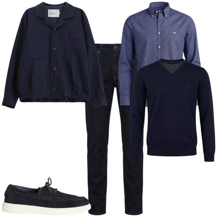 Outfit uomo - Trendy ufficio tempo libero. Stile Trendy per Tutti i giorni. Abbinamento con jeans, scarpe stringate, camicie, pullovers, cappotti.