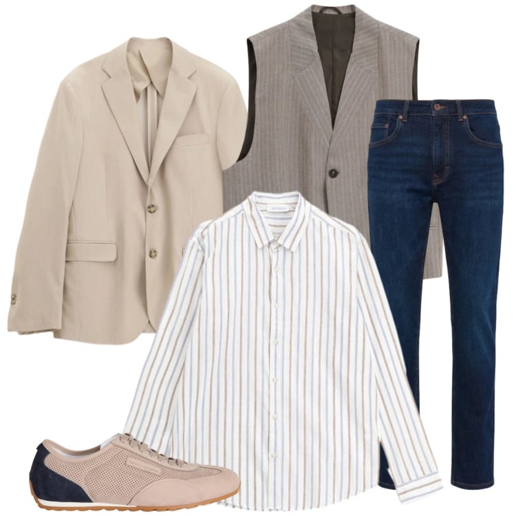 Outfit uomo - Desert Breeze. Stile Trendy per Tutti i giorni. Abbinamento con sneakers, jeans, gilet, giacche, camicie.