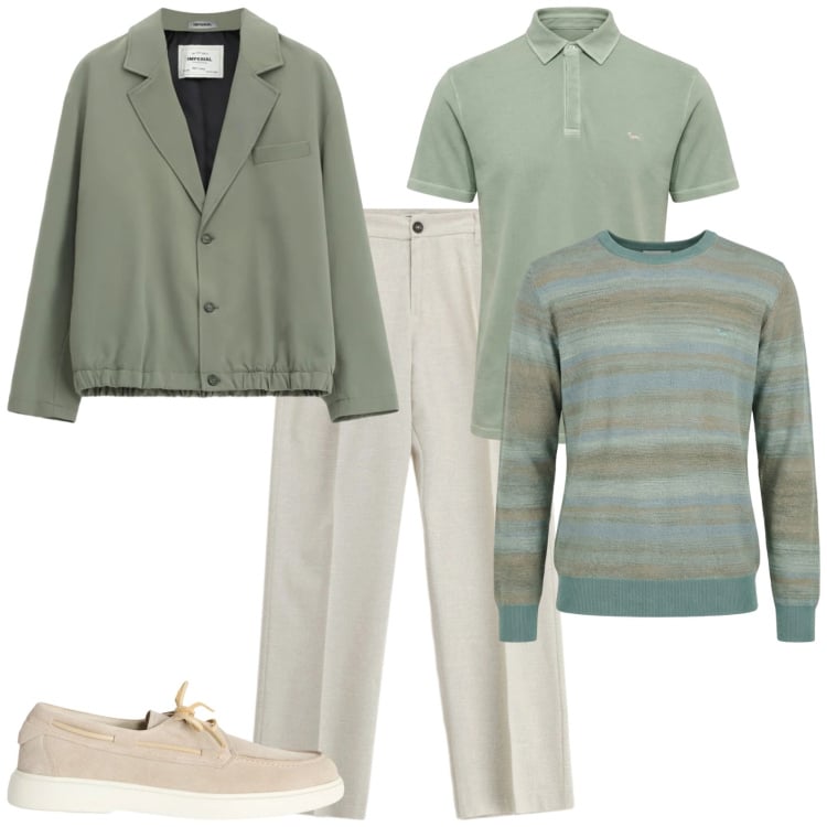 Outfit uomo - Trendy ufficio tempo libero. Stile Trendy per Tutti i giorni. Abbinamento con scarpe stringate, pullovers, polo, pantaloni, giacche.