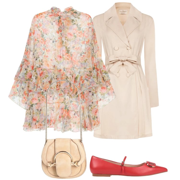 Outfit donna - Aria di primavera. Stile Bon Ton per Tutti i giorni. Abbinamento con marsupi, ballerine, trench, vestiti corti.