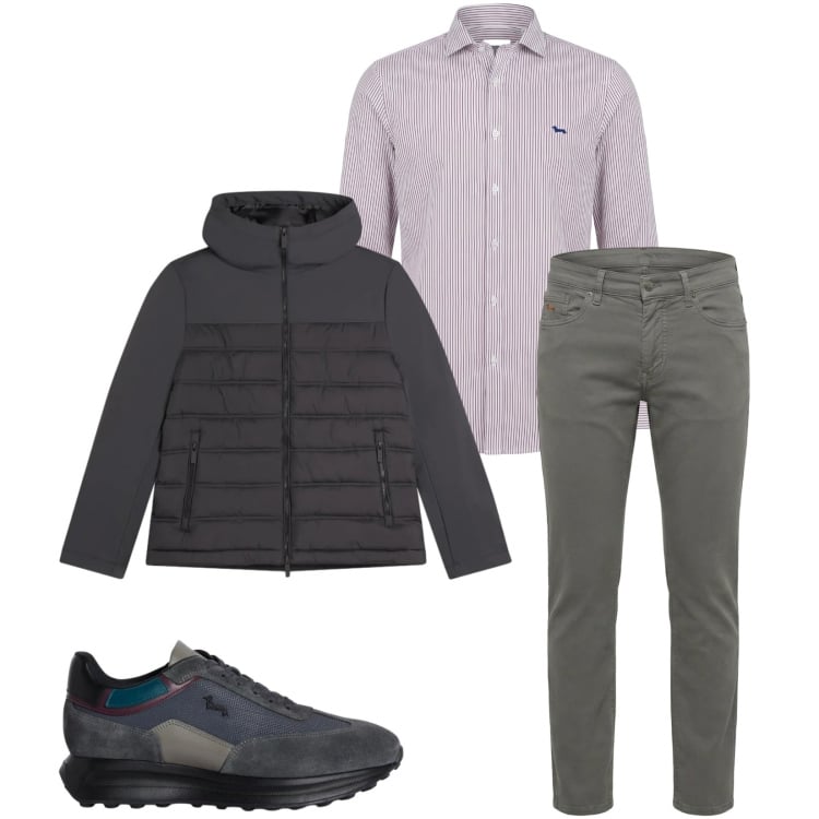 Outfit uomo - Total look #2368788. Stile Trendy per Tutti i giorni. Abbinamento con sneakers, pantaloni, camicie, piumini.