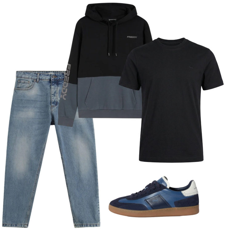 Outfit uomo - Underground. Stile Casual per Tutti i giorni. Abbinamento con jeans, sneakers, t-shirt, felpe con cappuccio.