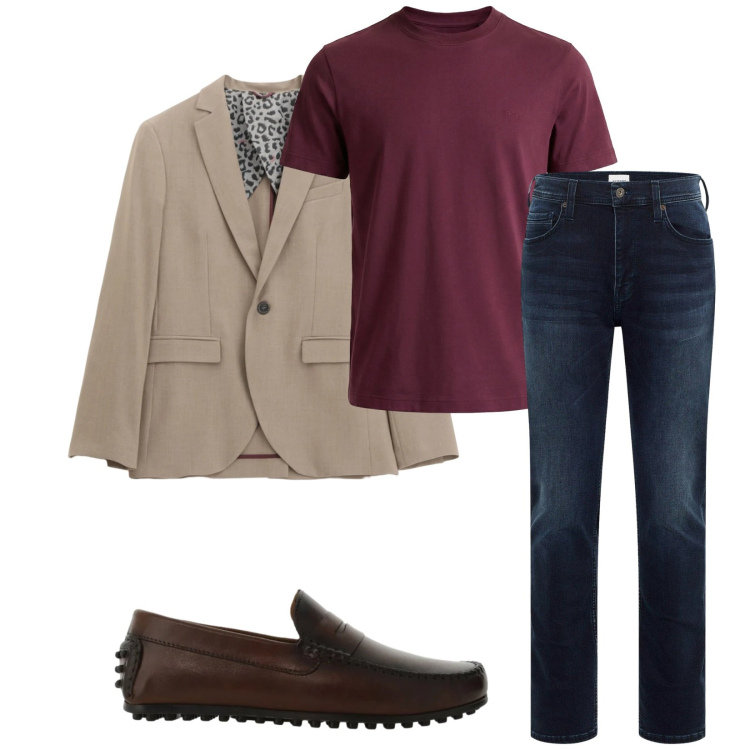 Outfit uomo - Total look #2368796. Stile Trendy per Serata speciale. Abbinamento con jeans slim fit, scarpe stringate, giacche, t-shirt.