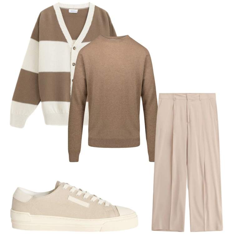 Outfit uomo - Total look #2368806. Stile Trendy per Serata speciale. Abbinamento con sneakers, cardigans, pantaloni, maglieria.