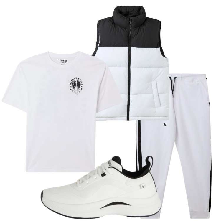 Outfit uomo - Total look #2368808. Stile Urban per Sport. Abbinamento con piumini, pantaloni, t-shirt, sneakers.