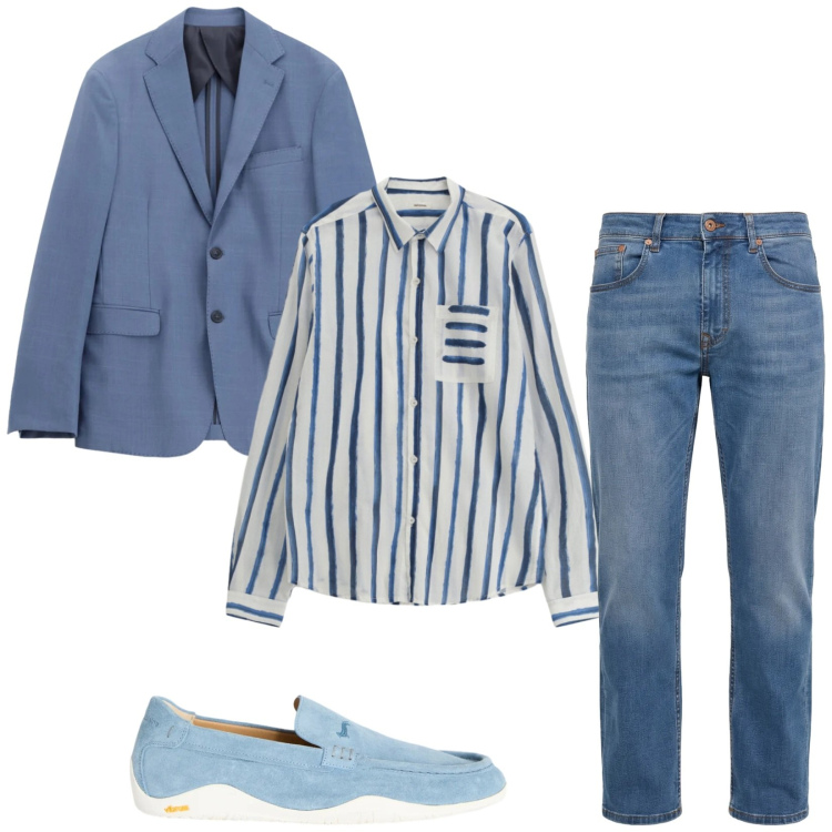 Outfit uomo - Total look #2368817. Stile Trendy per Serata speciale. Abbinamento con scarpe stringate, jeans, camicie, giacche.