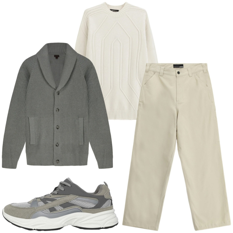 Outfit uomo - Total look #2368833. Stile Casual per Tutti i giorni. Abbinamento con sneakers, pantaloni, pullovers, cardigans.