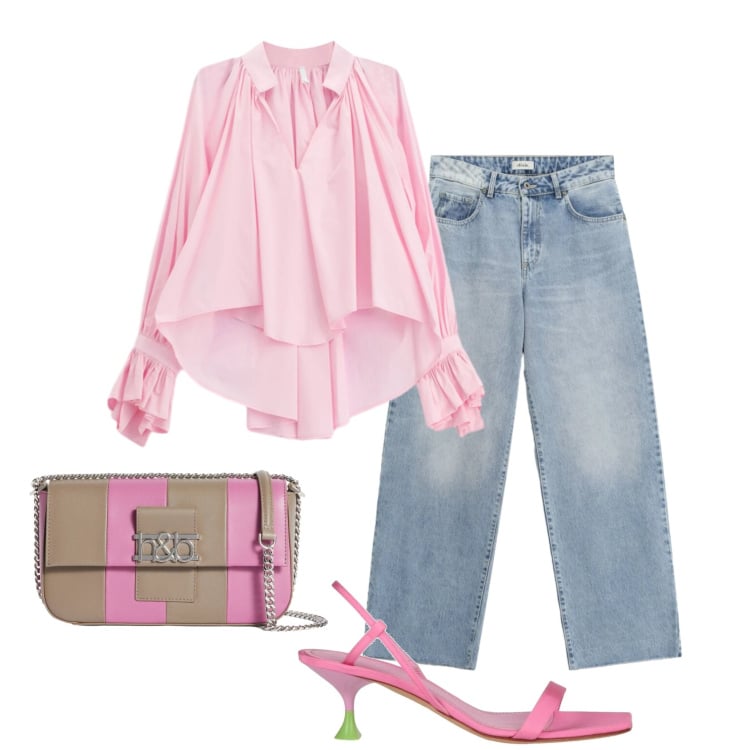 Outfit donna - Marzo rosa @danipoetessa73. Stile Glamour per Tutti i giorni. Abbinamento con sandali in pelle, borse a spalla, camicie, jeans dritti.