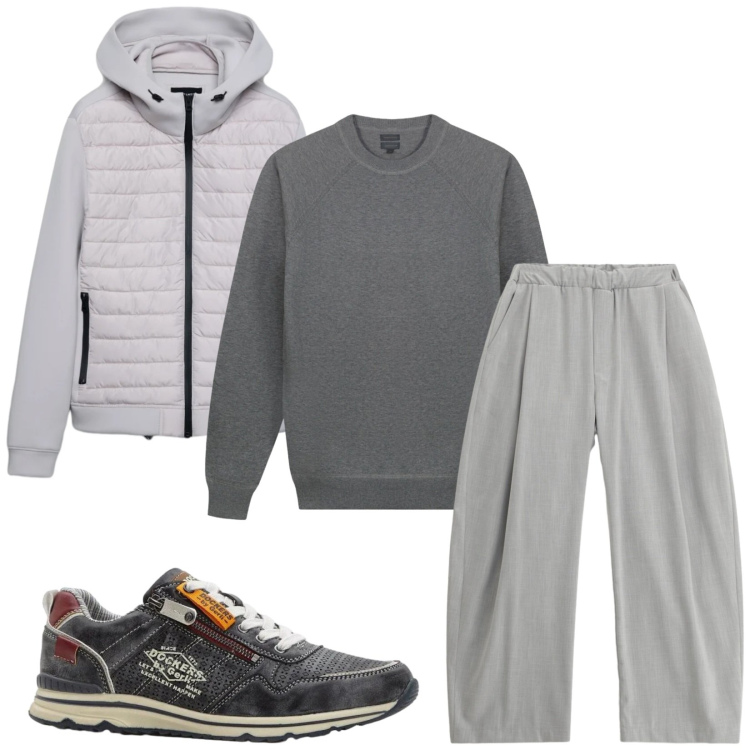 Outfit uomo - Total look #2368840. Stile Trendy per Tutti i giorni. Abbinamento con sneakers, giacche, pantaloni, maglieria.
