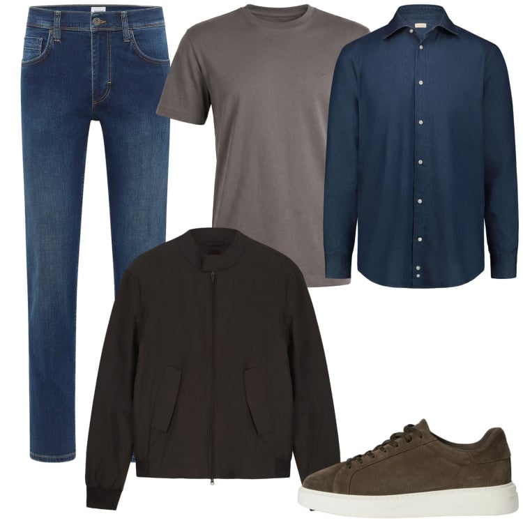 Outfit uomo - Toni che puoi usare in ogni occasione. Stile Casual per Tutti i giorni. Abbinamento con jeans dritti, sneakers, t-shirt, bomber, camicie.