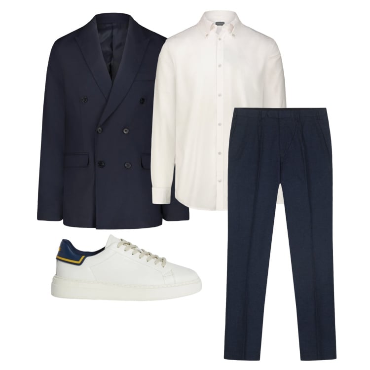 Outfit uomo - Marzo. Stile Trendy per Cerimonia. Abbinamento con sneakers, pantaloni, giacche, camicie.