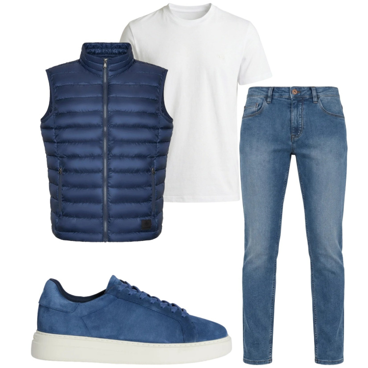 Outfit uomo - Total look #2369018. Stile Casual per Tutti i giorni. Abbinamento con sneakers, jeans, t-shirt, piumini.