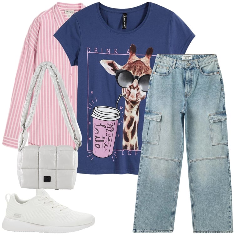 Outfit donna - Pop & Street: Il Casual Colorato. Stile Casual chic per Tutti i giorni. Abbinamento con sneakers, t-shirt, camicie, jeans, borse a spalla.