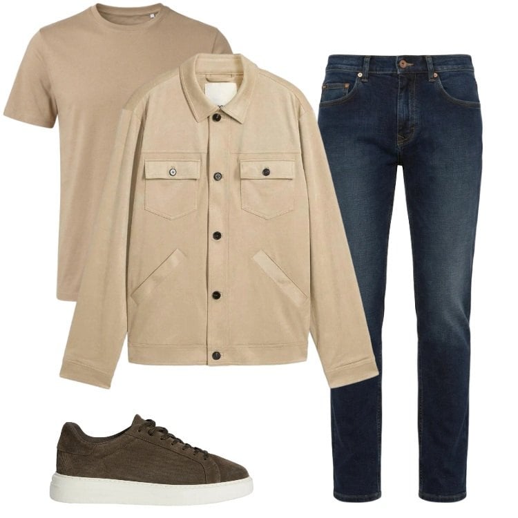 Outfit uomo - Total look #2369047. Stile Casual per Tutti i giorni. Abbinamento con cappotti, t-shirt, sneakers, jeans.
