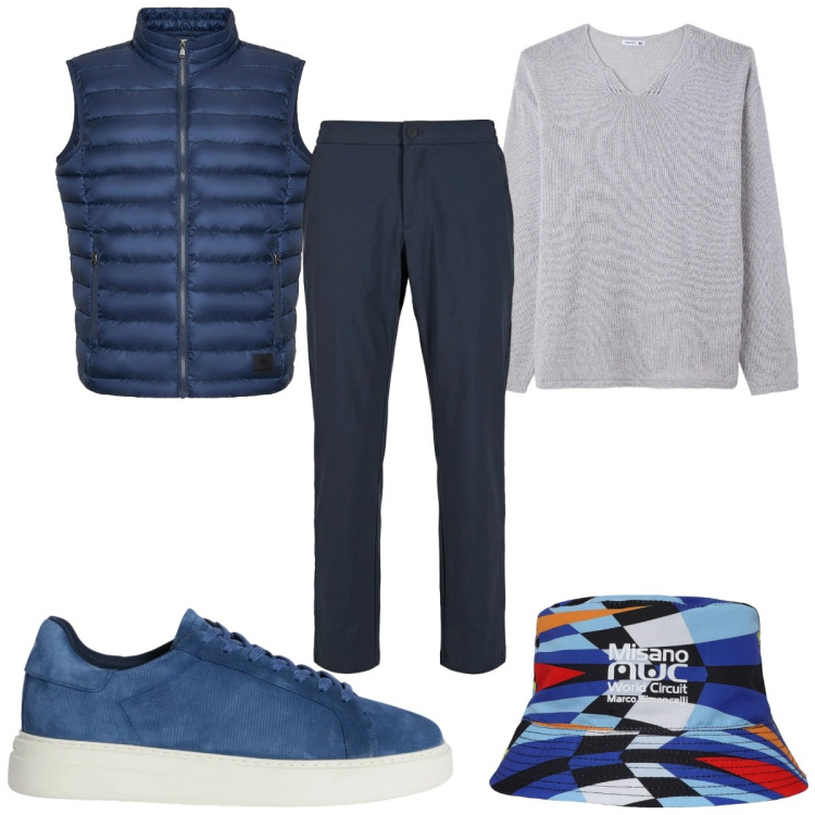 Outfit uomo - Total look #2369072. Stile Casual per Tutti i giorni. Abbinamento con sneakers, piumini, pantaloni, cappelli, maglieria.