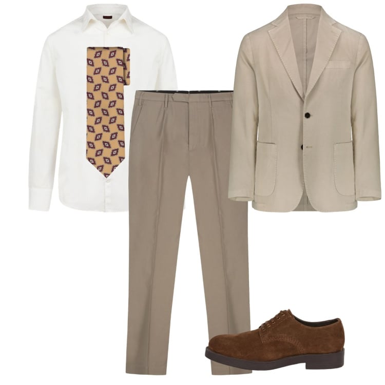 Outfit uomo - Luminoso. Stile Business/Elegante per Ufficio. Abbinamento con giacche, camicie, scarpe stringate, pantaloni, cravatte.