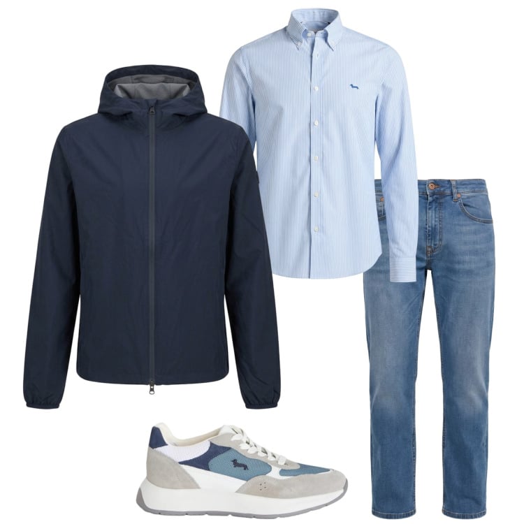 Outfit uomo - Verso la nuova stagione. Stile Urban per Tutti i giorni. Abbinamento con sneakers, camicie, jeans, giacche.