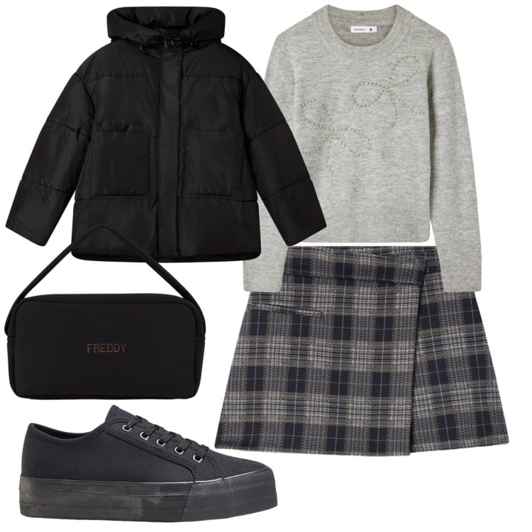 Outfit donna - Total look #2369139. Stile Basic per Tutti i giorni. Abbinamento con sneakers, bomber, minigonne, maglieria, borse a mano.