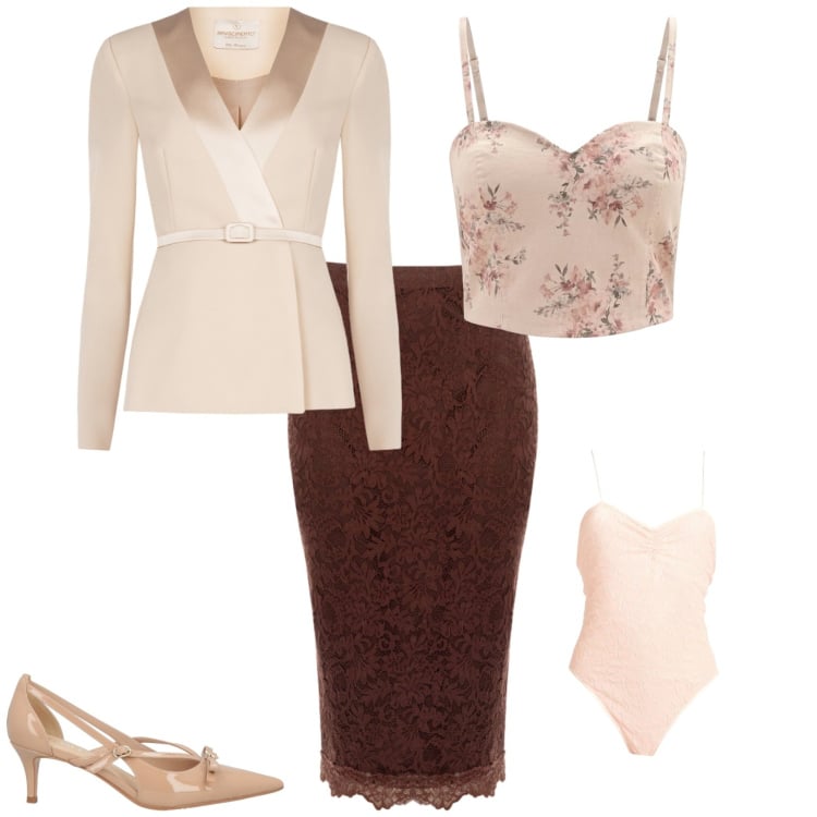 Outfit donna - Bon ton cerimonia evento serata. Stile Bon Ton per Cerimonia. Abbinamento con décolleté, body, gonne longuette, canottiere, blazer.