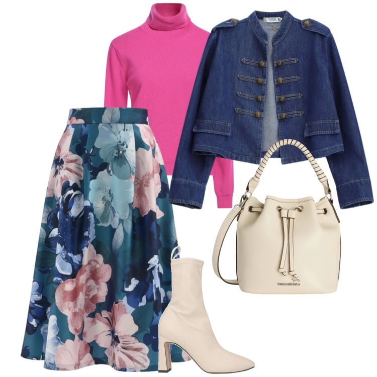 Outfit donna - A lavoro. per Ufficio. Abbinamento con stivaletti, maglieria, borse a secchiello, blazer, gonne longuette.