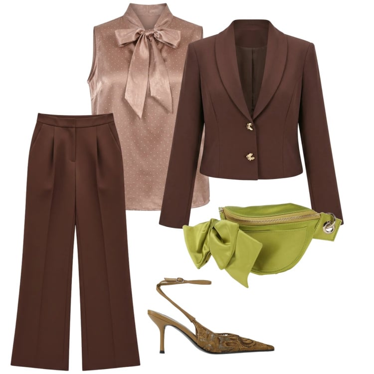 Outfit donna - Cresima in arrivo. per Cerimonia. Abbinamento con marsupi, décolleté, blazer, pantaloni a palazzo, canottiere.