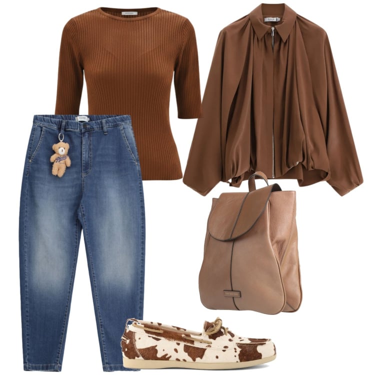 Outfit donna - Per tutti i giorni. per Tutti i giorni. Abbinamento con zaini, bomber, jeans, t-shirt, mocassini.