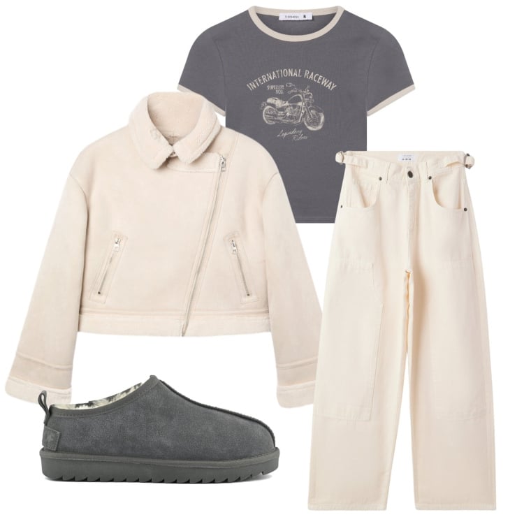 Outfit donna - Total look #2369199. Stile Casual per Tutti i giorni. Abbinamento con pantaloni, t-shirt, giacche, sabot.