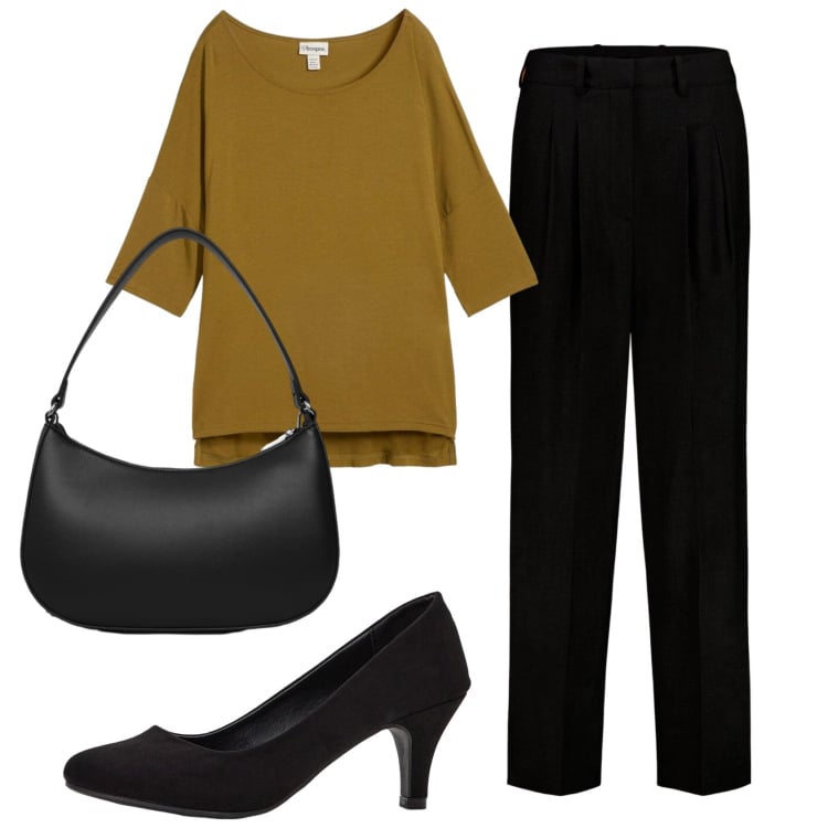 Outfit donna - Total look #2369228. Stile Bon Ton per Ufficio. Abbinamento con décolleté, maglieria, borse a tracolla, pantaloni.