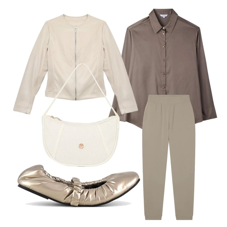 Outfit donna - Piccola ma strategica. Stile Minimal per Ufficio. Abbinamento con pantaloni, borse a mano, camicie, giacche, ballerine.