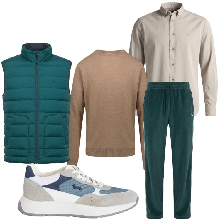 Outfit uomo - Casual. Stile Casual per Tutti i giorni. Abbinamento con sneakers, pantaloni, piumini, camicie, maglieria.