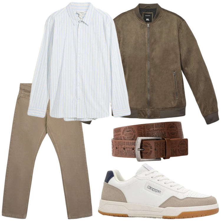 Outfit uomo - Glamour. Stile Casual per Tutti i giorni. Abbinamento con camicie, cinture, sneakers, jeans, giacche.