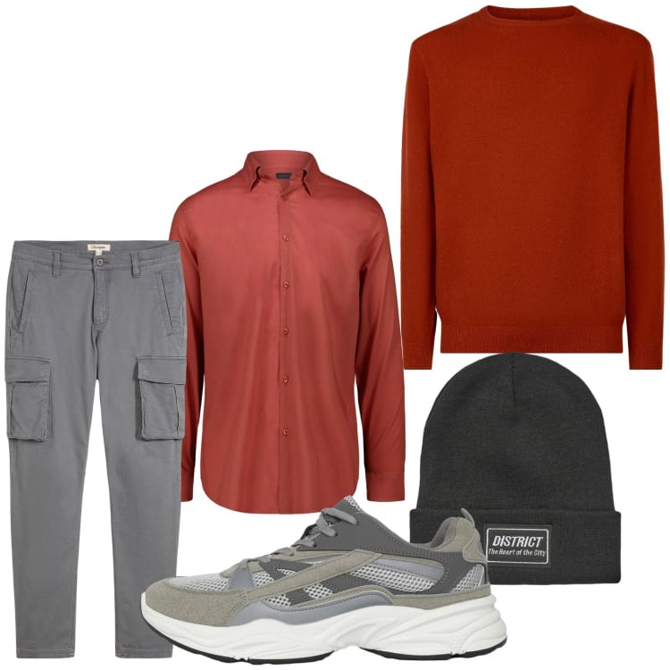 Outfit uomo - Cargo atrancite. Stile Trendy per Tutti i giorni. Abbinamento con pantaloni cargo, sneakers, berretti, maglieria, camicie.