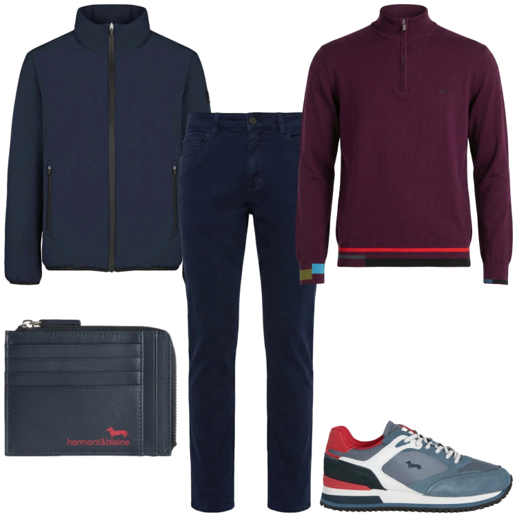 Outfit uomo - Total look #2369341. Stile Casual per Tutti i giorni. Abbinamento con sneakers, portamonete, pullovers, pantaloni, giacche.